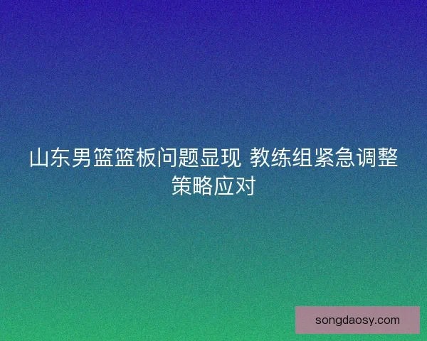 山东男篮篮板问题显现 教练组紧急调整策略应对